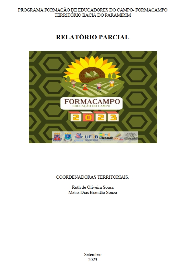 Capa do relatório: Relatório parcial Bacia do Paramirim 2023